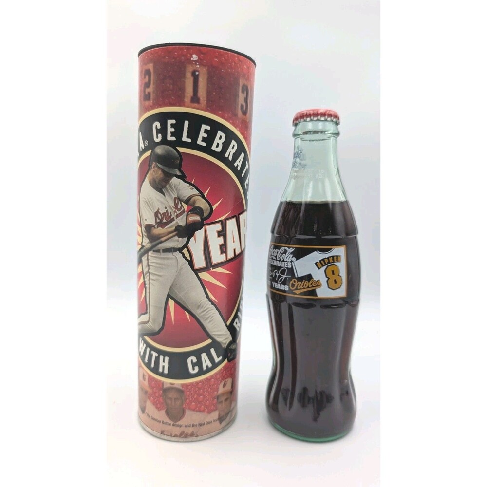 2001 Coca Cola Cal Ripken Jr Baseball collectors bottle & storage container Coke